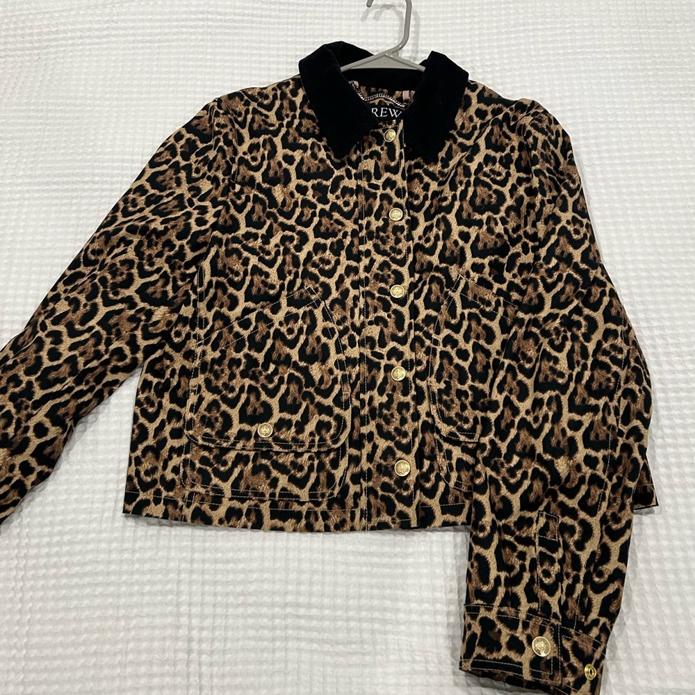 Jcrew Leopard Barn Jacket with Black Collar